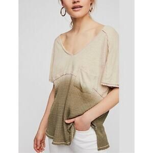 We The Free Free People Women's Sand Combo Sun Dial Tee Top stone‎ Medium